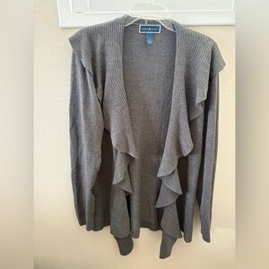 Scott Women's Gray Ruffle Open Cardigan